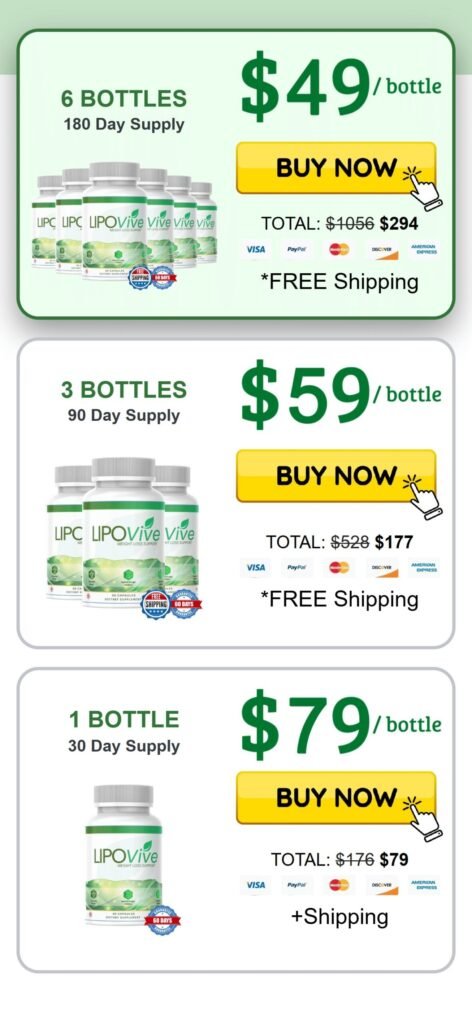 LipoVive checkout plans – product pricing and free shipping offers